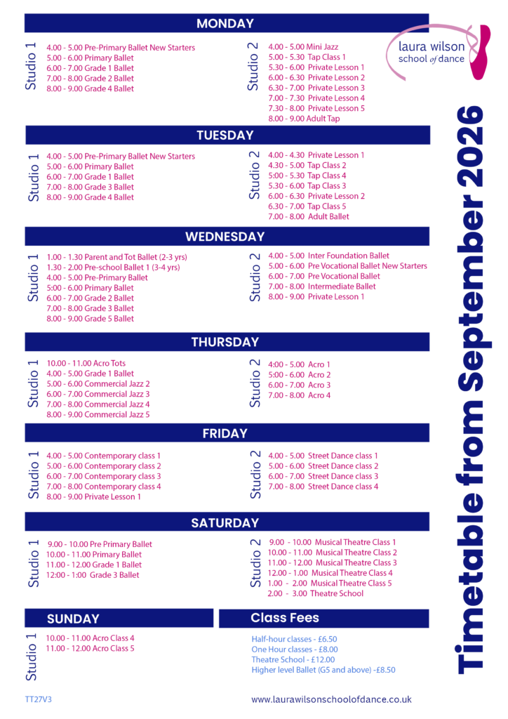 LWSD September 2026 timetable